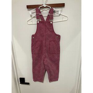 Zara Girls Distress Patterned Denim Overalls, Light Red, Size 5T